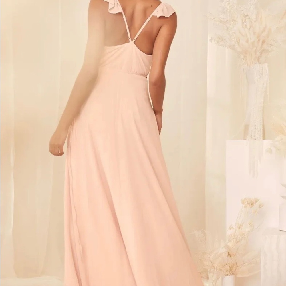 Lulu’s Here's to Us Blush Pink High-Low Wrap Dress (XS)